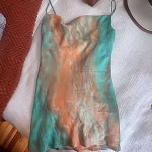 12th Tribe Tie Dye Mini Silk Slip Dress